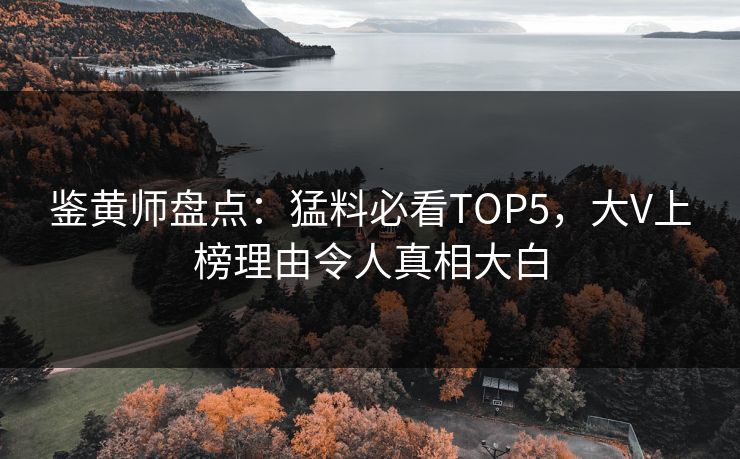 鉴黄师盘点：猛料必看TOP5，大V上榜理由令人真相大白