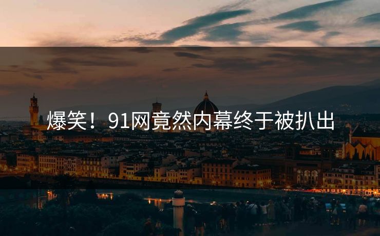 爆笑！91网竟然内幕终于被扒出