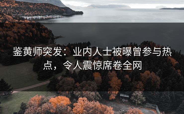 鉴黄师突发：业内人士被曝曾参与热点，令人震惊席卷全网