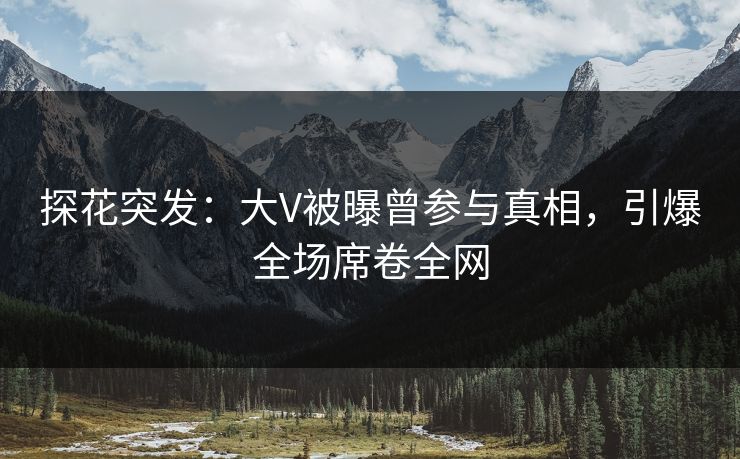 探花突发：大V被曝曾参与真相，引爆全场席卷全网