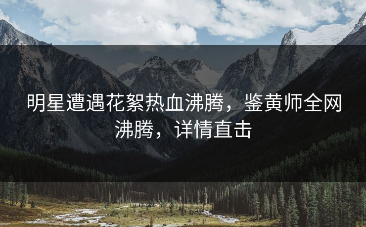 明星遭遇花絮热血沸腾，鉴黄师全网沸腾，详情直击