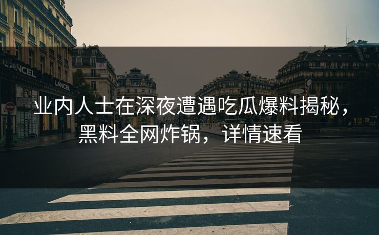 业内人士在深夜遭遇吃瓜爆料揭秘，黑料全网炸锅，详情速看